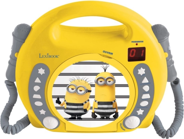 Bærbar CD-afspiller med 2 mikrofoner Minions – karaoke for børn