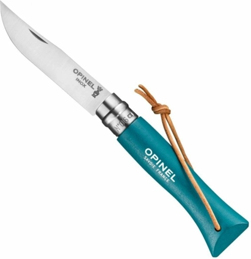 Opinel N°06 Trekking foldekniv, turkis, bøgetræ, 7 cm