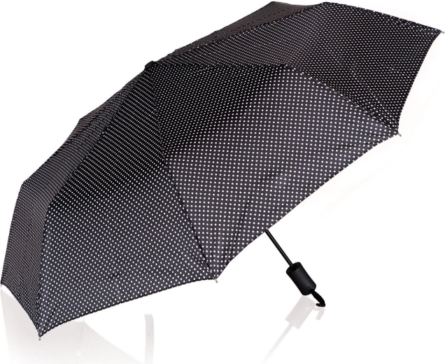 Sammenklappelig paraply med prikker 52 cm – sort