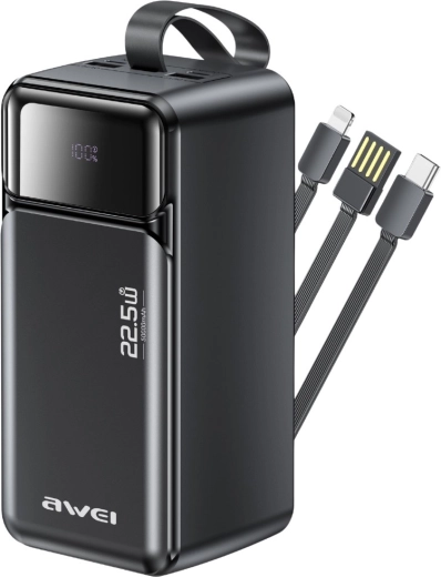 Awei powerbank 50000 mAh med hurtig opladning 22,5 W PD