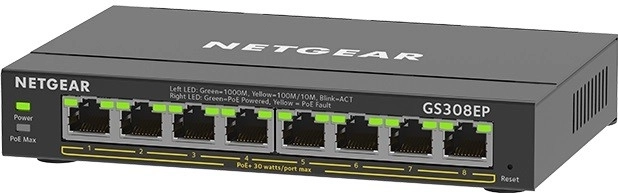NETGEAR GS308EP netværksswitch, 8-port PoE+