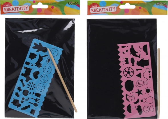 Skrabebillede A5 med skabelon og pen