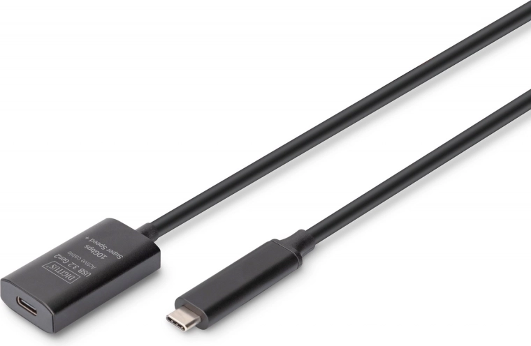 Aktivt USB-C til USB-C-forlængerkabel Digitus, USB 3.2 Gen 2, 5 m