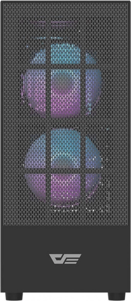 Computerskab Darkflash A290 med hærdet glas, 3 blæsere, sort