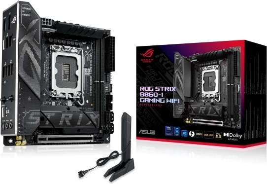 rog strix b860-i gaming wifi – mini‑itx bundkort med lga1851 og ddr5