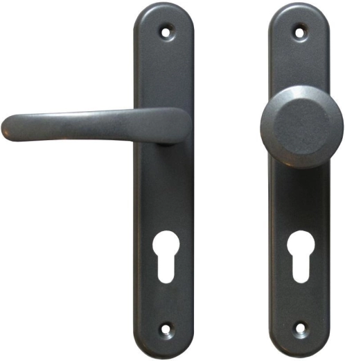 Dørgreb MICHAELA med håndtag og fast knop, cylinder 72, grå