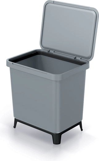 Plastskraldespand 29 l lys grå på ben