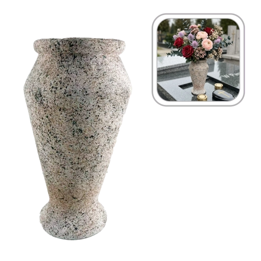 Cementkirkegårdsvase i granitlook 16 × 16 × 28 cm - 1 stk.