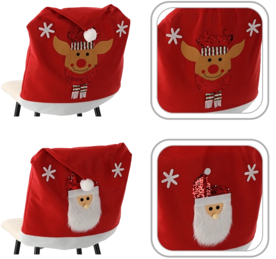 Juleovertræk til stol – mix af mønstre: Julemand og rensdyr
