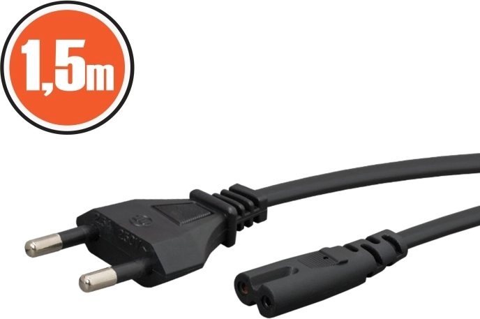 Netstrømkabel CEE 7/16 til IEC C7, 1,5 m
