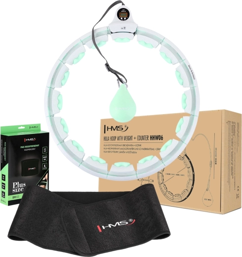 Fitness-sæt med vægtet smart hula hoop med tæller + slankende neoprenbælte HMS