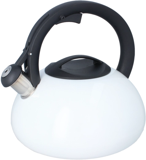 Rustfri fløjte­kedel 3 l hvid med sort håndtag