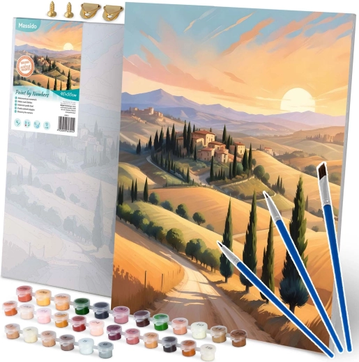 Maler efter tal 40 × 50 cm Massido landskab på lærred med ramme