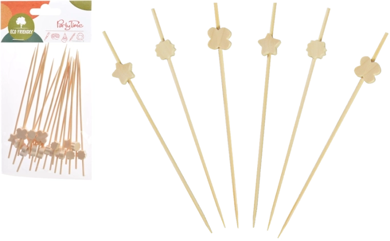 Sæt med 24 dekorative cocktailpinde, 15 cm, træ, FSC
