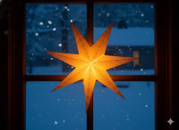 Papirstjerne til jul 60 cm guld