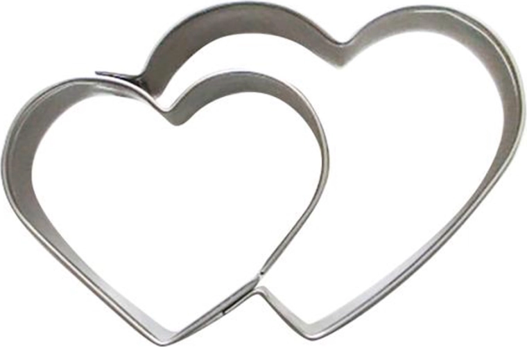 Udstiksforme til småkager – to hjerter, rustfrit stål 5–6 cm