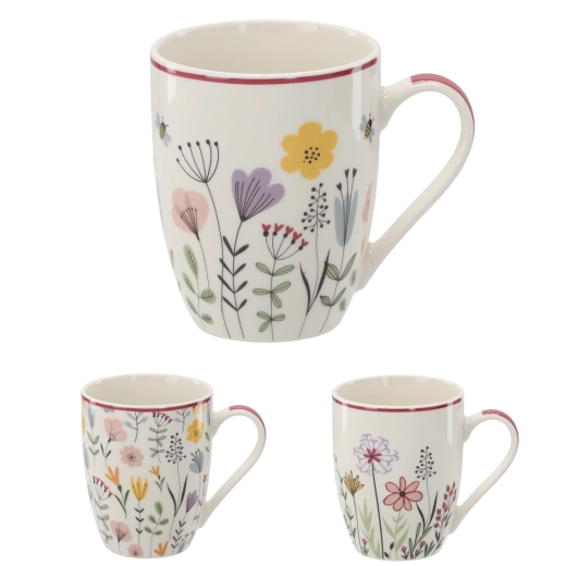 Porcelænskrus 340 ml med engblomstmotiv New Bone China