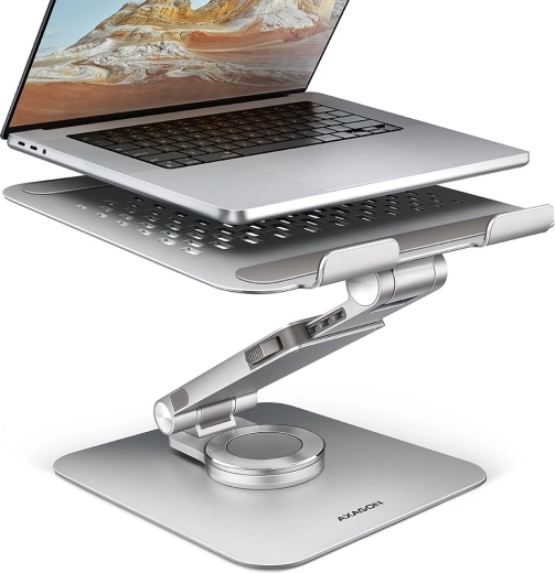 Aluminium-laptopstand AXAGON STND-LR 10–17,3″, 360° roterbar, grå