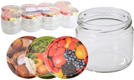 Henkogningsglas 330 ml TWIST 82 med låg, mix af dekorer (8 stk)