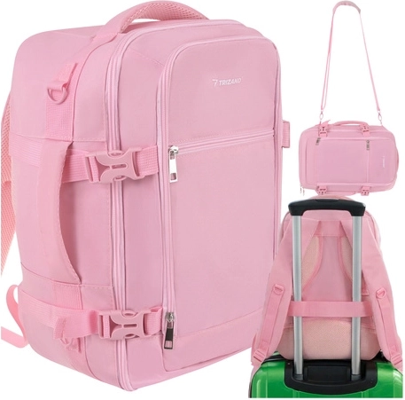 Rejsekabinerygsæk 40 × 25 × 20 cm lyserød TRIZAND 2-i-1