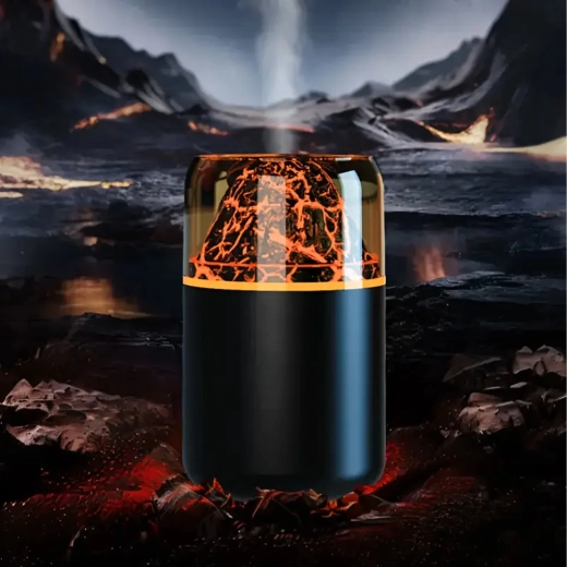 Luftfugter med LED og vulkaneffekt – aromaterapi og duftdiffuser