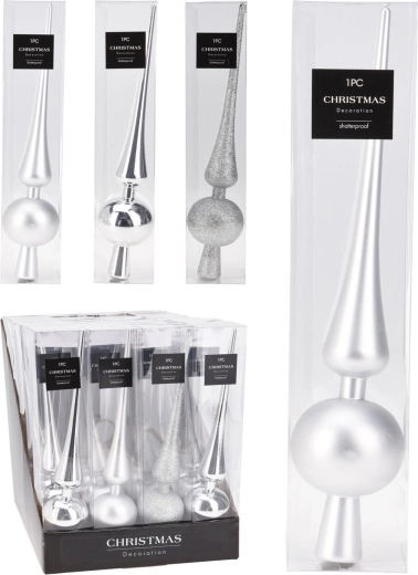 Juletræstop 29 cm – sølv, blandede overflader