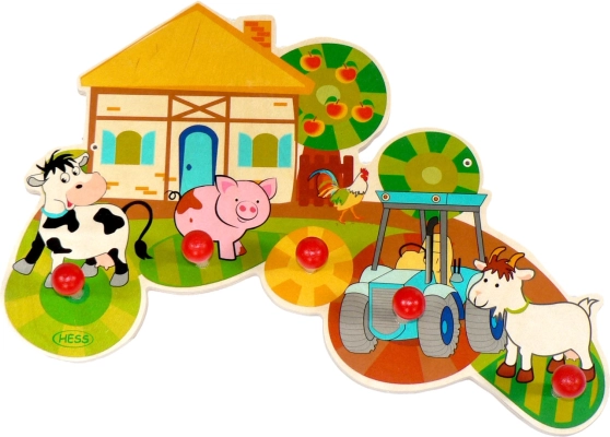 Hess knagerække Livet på gården i træ, 5 kroge