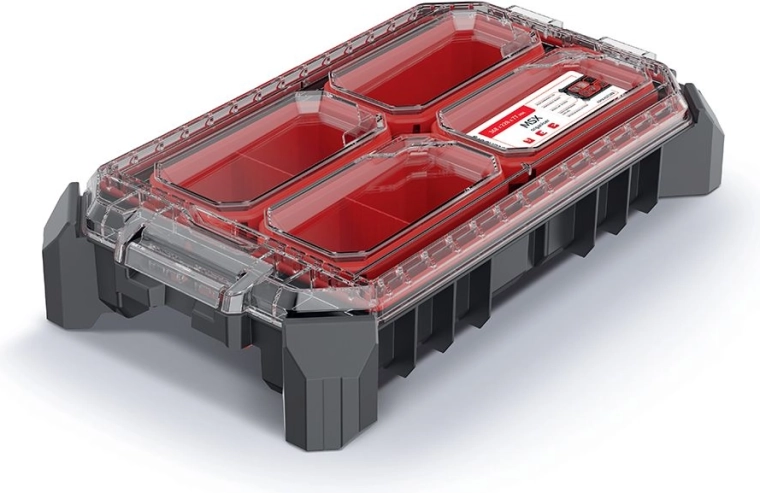 Modulær organizer MSX 36,8 × 22,8 × 7,7 cm med gennemsigtigt låg
