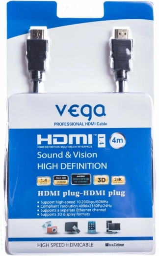 HDMI-kabel 4 m 10,2 Gb/s sort