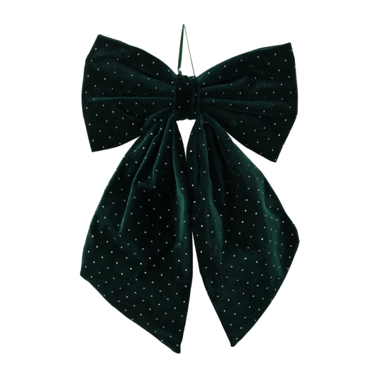 Grøn julekokarde med dekorative "zirkoner" 40 × 65 cm