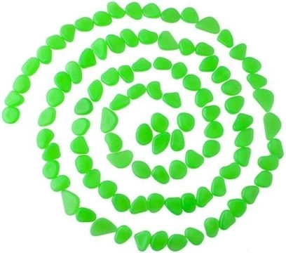 Selvlysende dekorative sten til have og akvarium – 100 stk. – Grøn