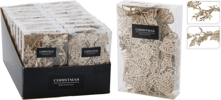 Dekorativ guirlande med blade 180 cm guld