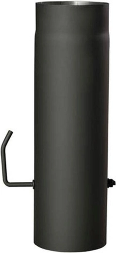 Røgrør med spjæld 120 mm, længde 1000 mm, stål 1,5 mm, sort