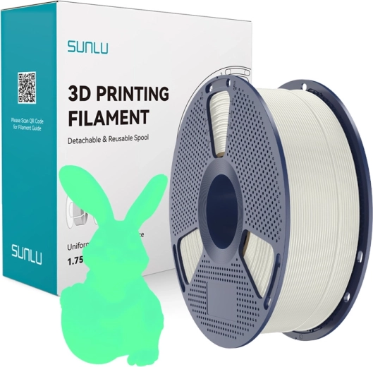 Sunlu PLA filament, selvlysende i mørke, hvid-grøn