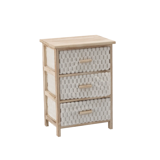 Kommode med 3 tekstilskuffer 40 × 29 × 58 cm