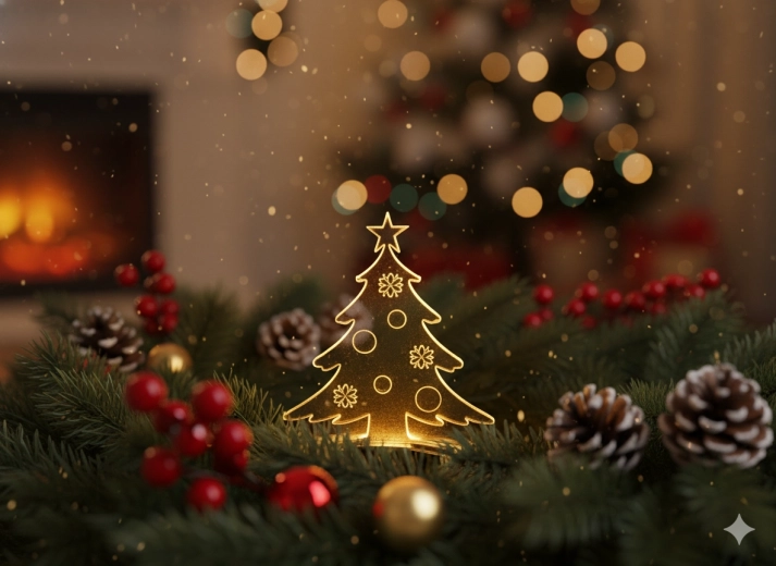 Sæt med 5 LED-dekorationer med forskellige monteringer og fjernbetjening 10,5 cm