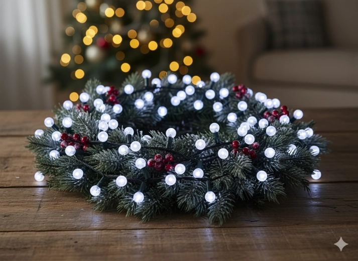 LED-julelyskæde Cherry Ball 200 LED kold hvid 19 m
