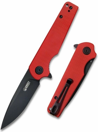 Kubey Wolverine KU233E foldekniv 7,4 cm, dark stonewash, rød G10
