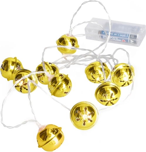 Solight LED-julekæde med klokker 10 LED guld 1,5 m på batteri