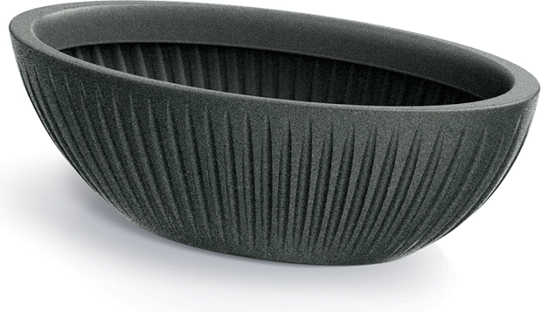 Oval plantekasse Latia 58 cm sort granit