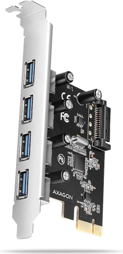 PCIe-controller AXAGON med 4 porte USB 3.2 Gen 1, UASP og SATA-strømforsyning