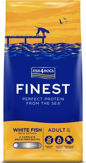 Fish4Dogs foderpiller til store voksne hunde af hvid fisk med kartofler 6 kg