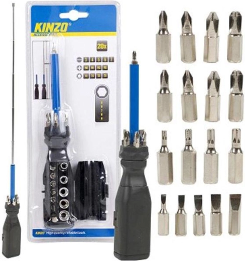 Skruetrækker med bits KINZO, sæt 20 stk.