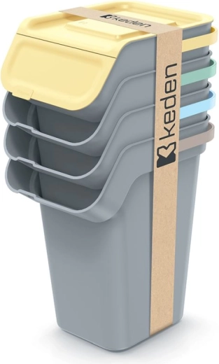 Sæt med stabelbare affaldssorteringsspande 4×25 l med lugtfilter