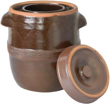 Keramisk surkålstønde 5 l med låg