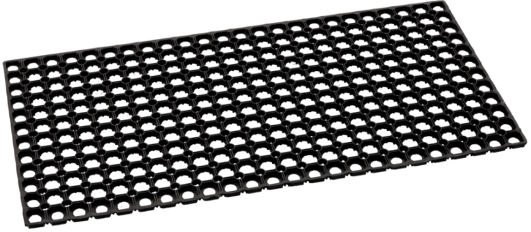 Gummi indgangsmåtte, bikubemønster 50 × 100 cm, sort