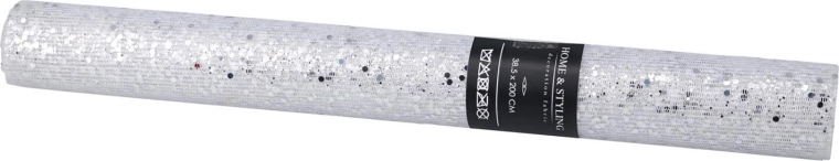 Dekorativt netstof med sølvpalietter 38,5 × 200 cm