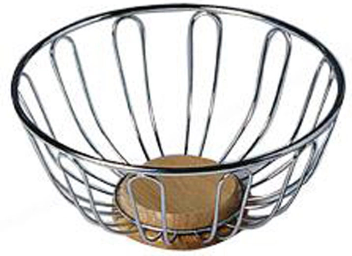 Trådflet frugtskål med træbund 23,7 × 11,5 cm