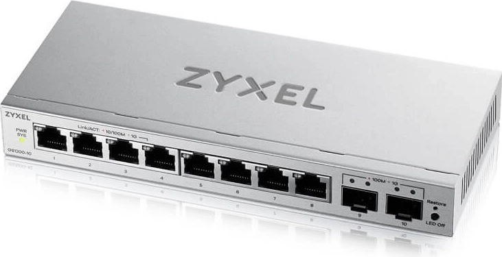 Zyxel GS1200-10 v3 – 8-port gigabitswitch med 2 SFP-uplinks