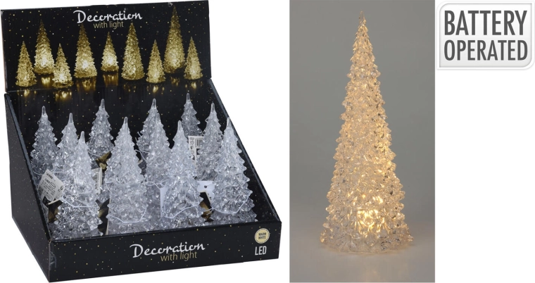 Dekorativt LED-træ i akryl 17 × 7 cm, varm hvid